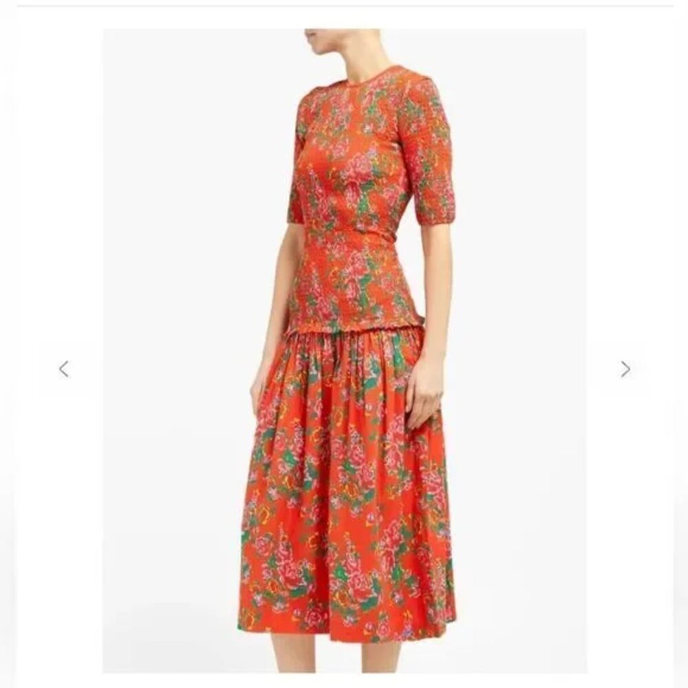 RHODE Zola Floral-Print Cotton Midi Dress